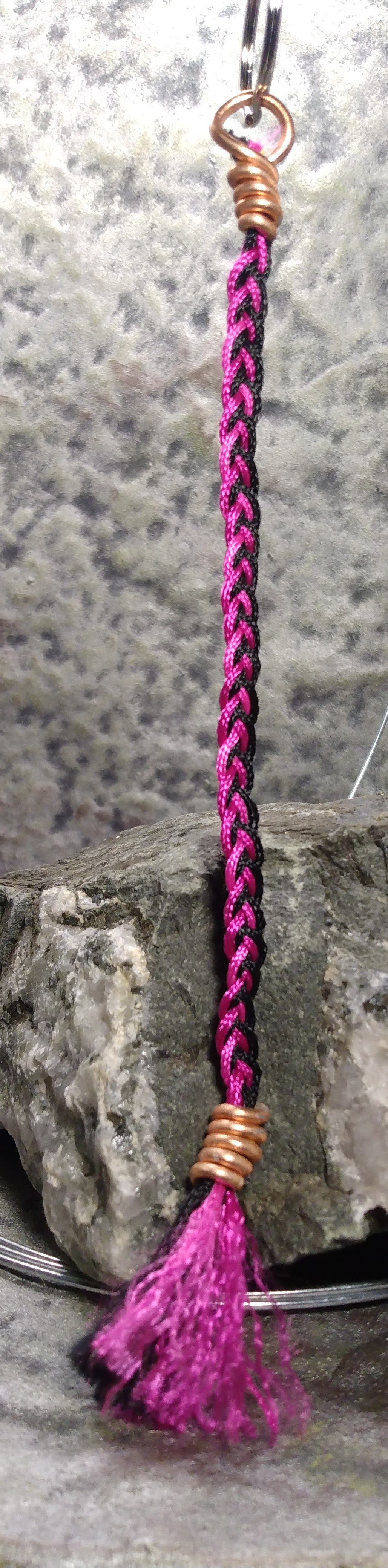 pink and black key chain