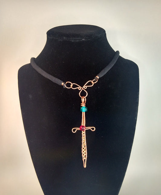 Copper Sword with Red and Blue Jewels