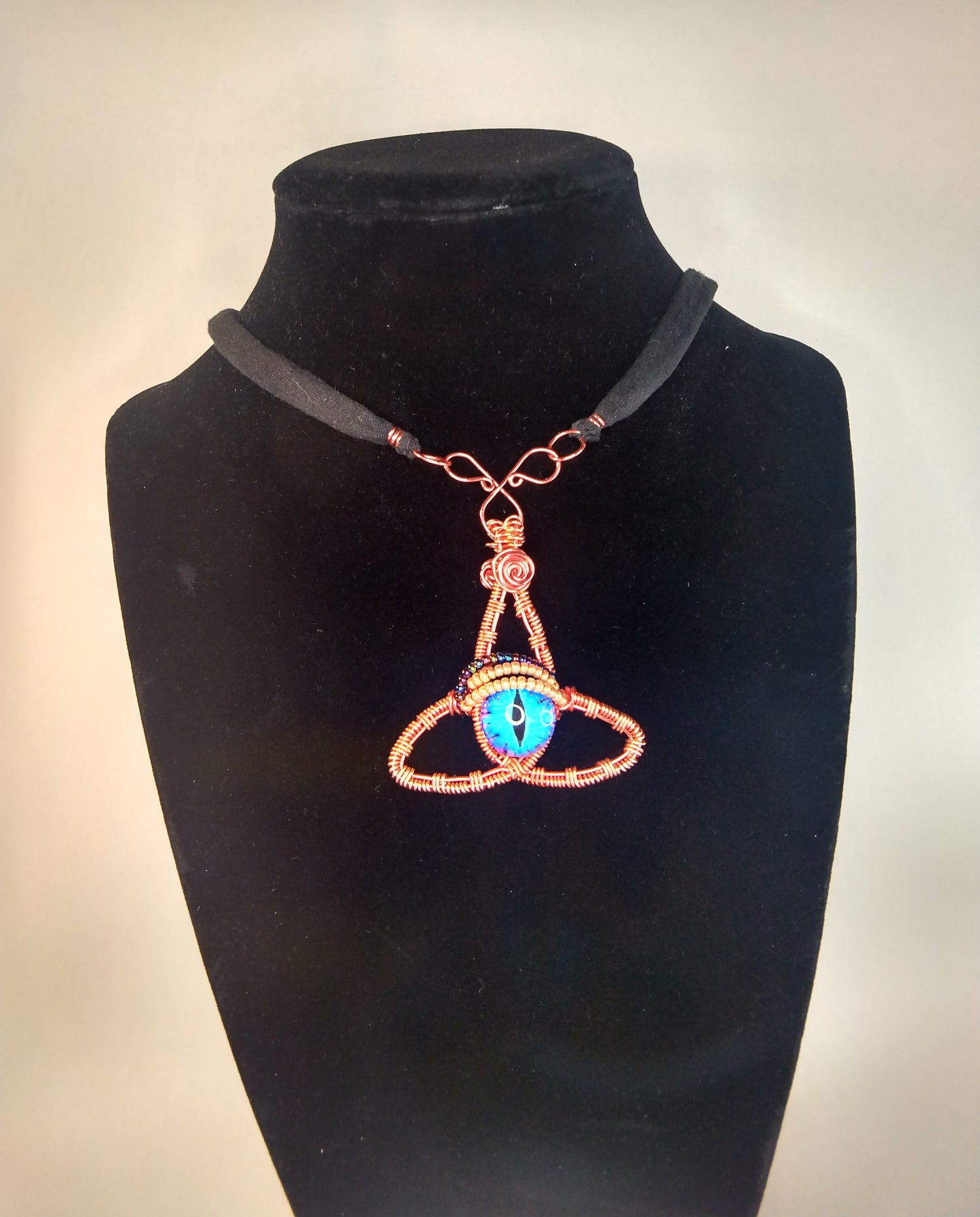 All Seeing eye Celtic Trinity Knot Pendant wire wrapped