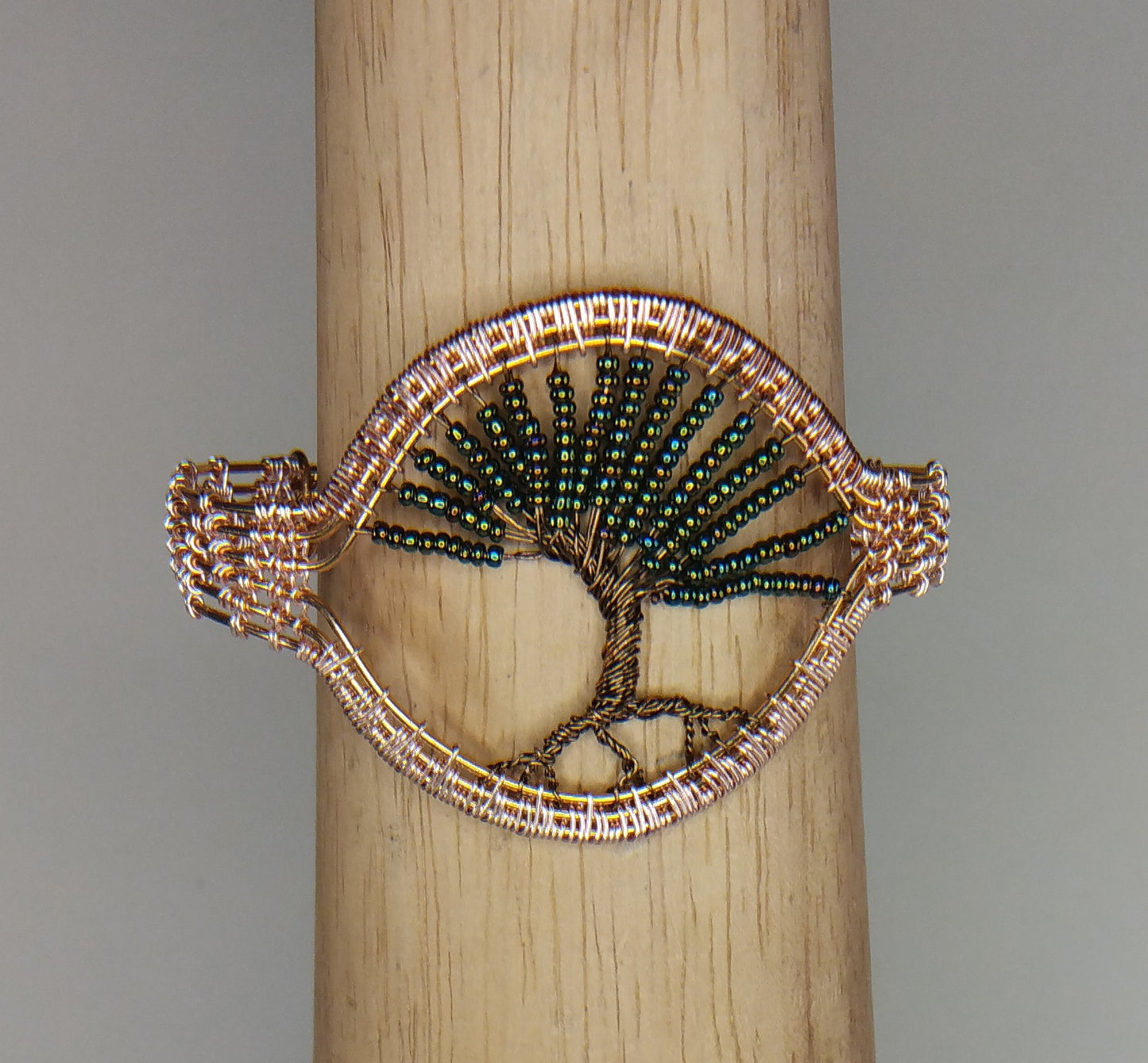 Green Tree of life Bracelet.  Zig Zag cuff