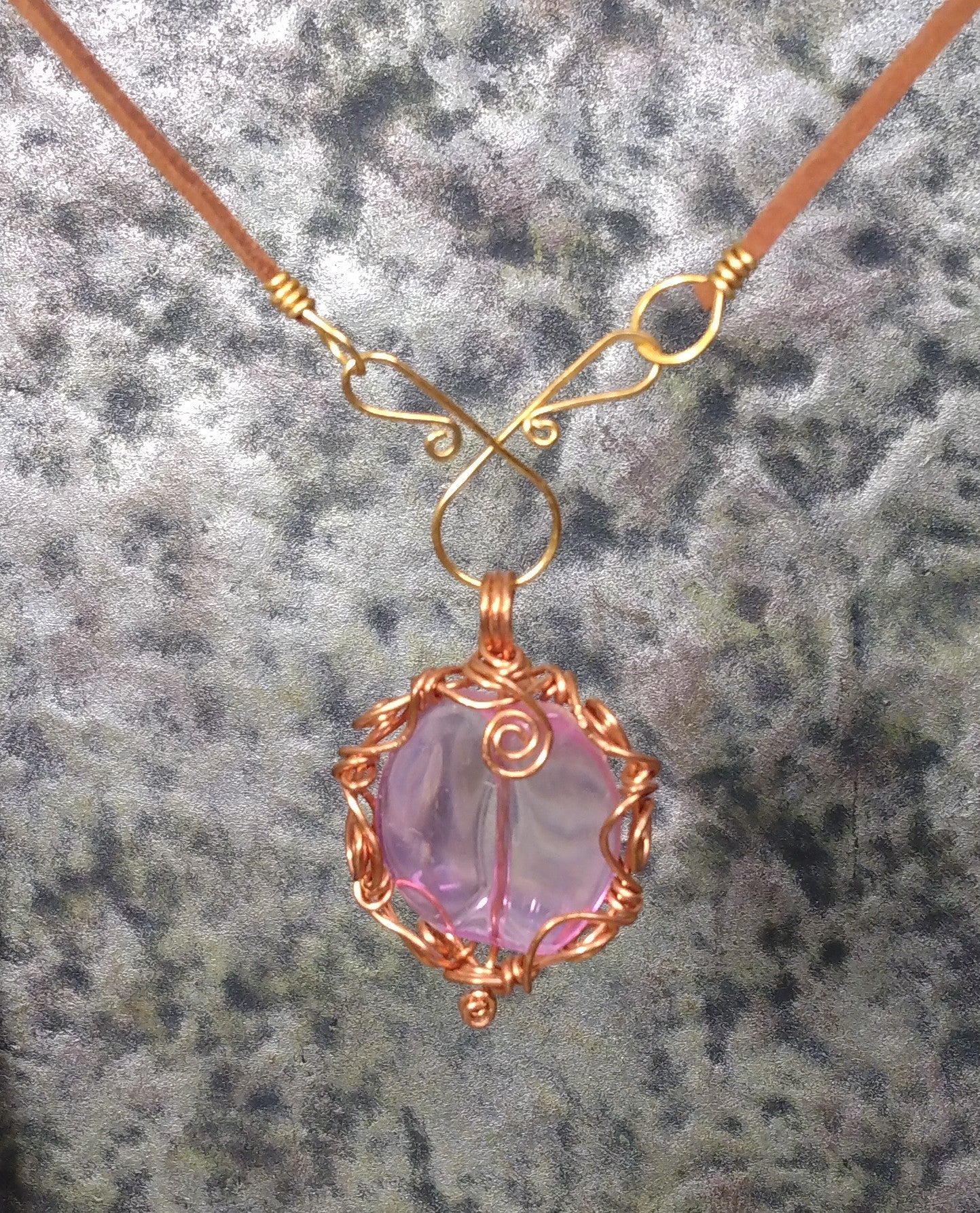 Pretty in Pink wire wrapped pendant